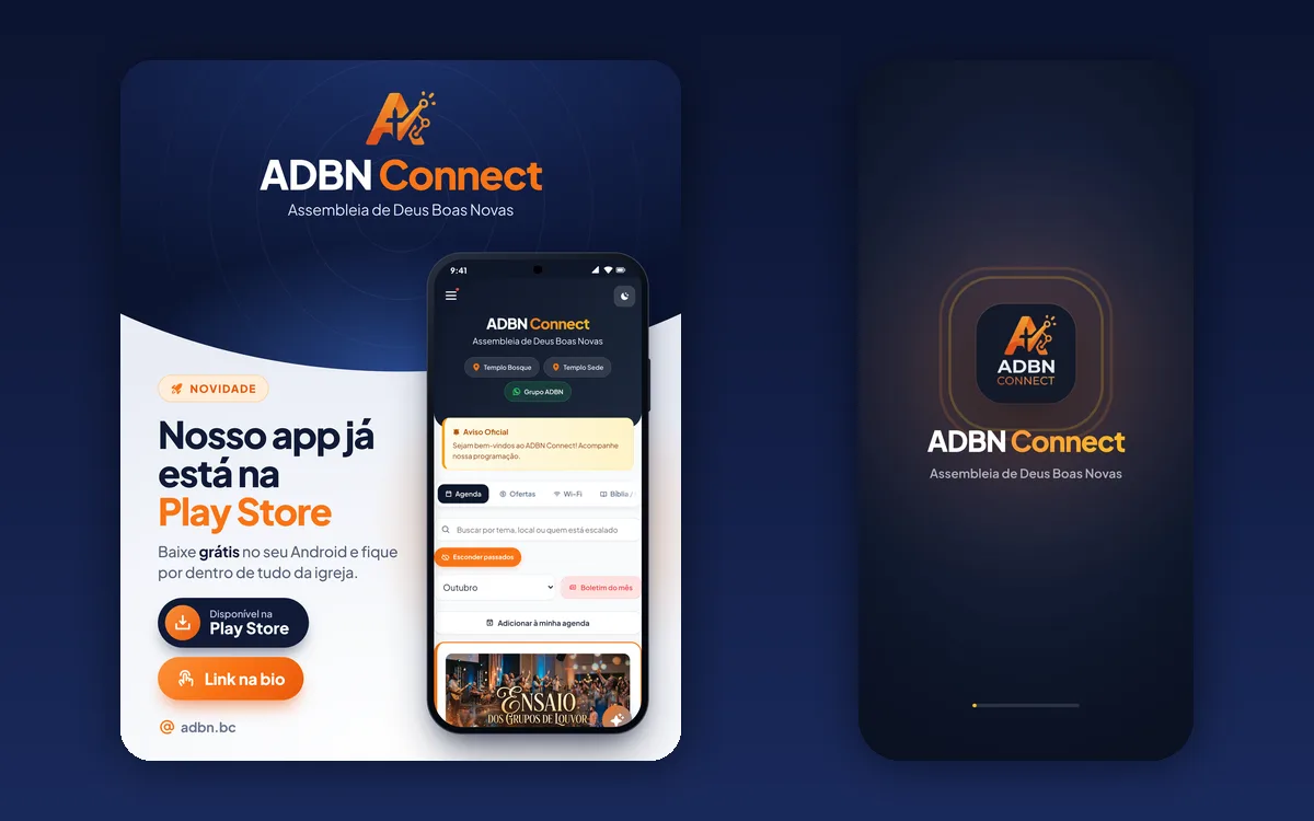 Telas do app ADBN Connect