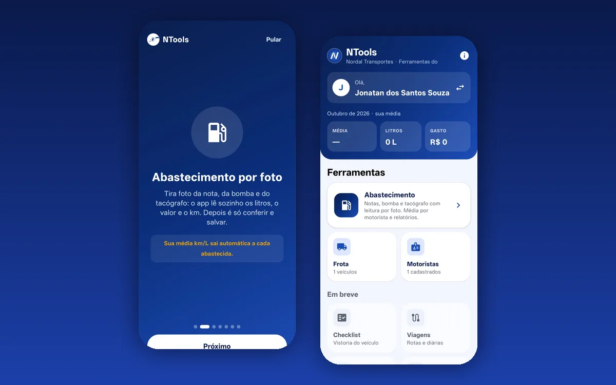 Telas do app NTools